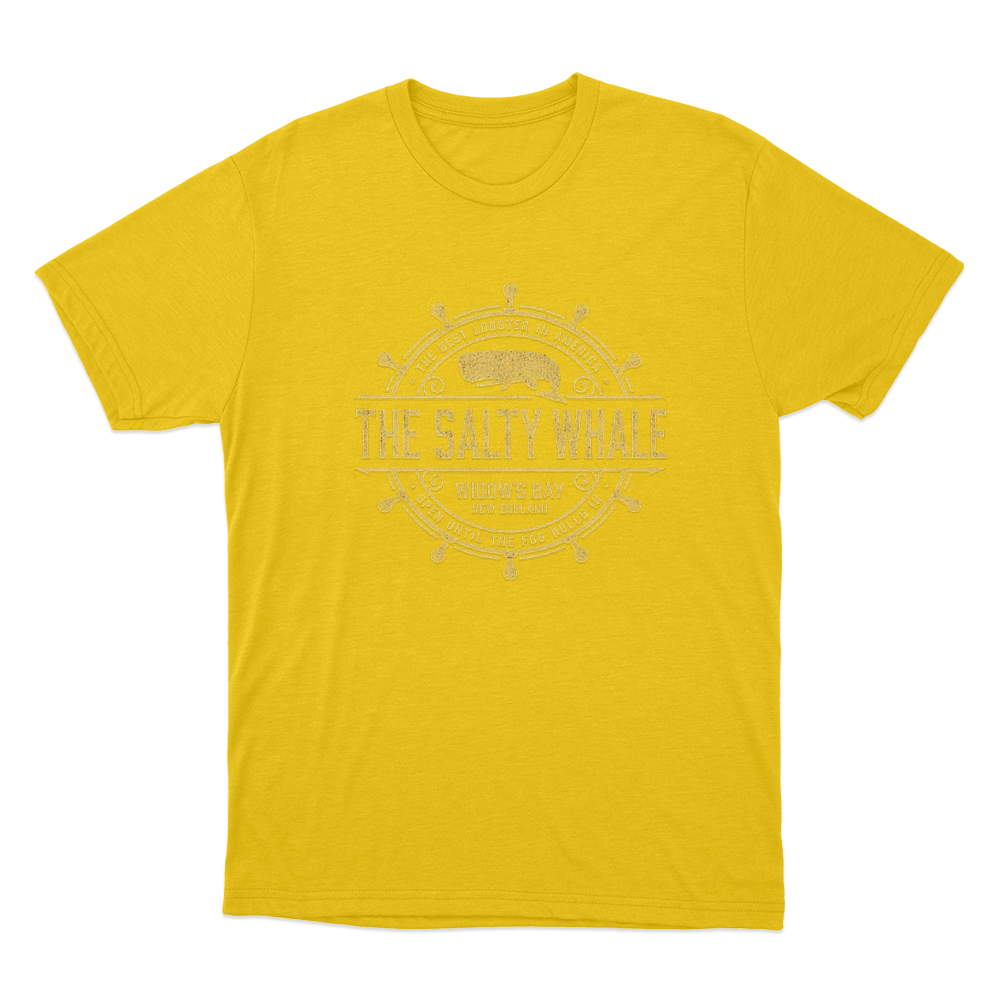 The Salty Whale of Widow's Bay Unisex T Shirt Yellow The Salty Whale of Widows Bay Unisex T Shirt Yellow
